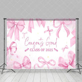 Aperturee - Aperturee Pink Bow Tie Class of 2025 Congrats Grad Backdrop